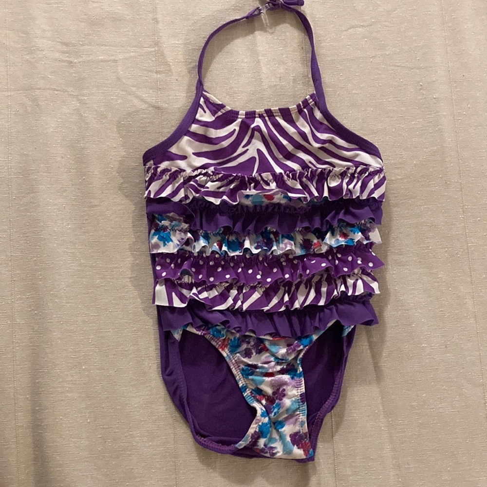 Toddler Purple Ruffle Swimsuit size‎ 18-24mos. - Picture 2 of 6